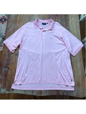 Bobby Jones Players Mens Large Polo Shirt Pink Short Sleeve Cotton Golf Logo